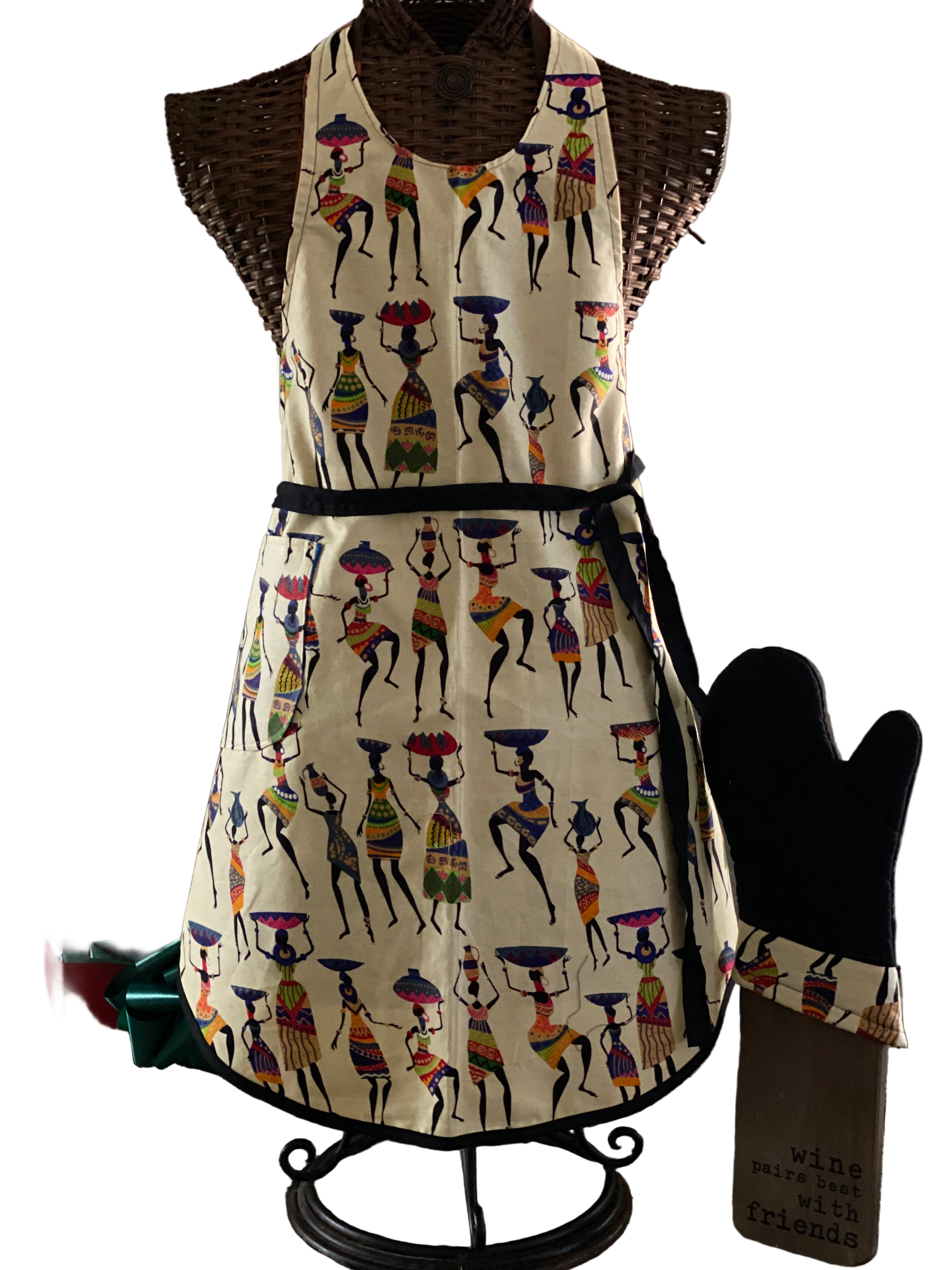 2Pc Apron Set 1 Apron 1 Oven Mitt